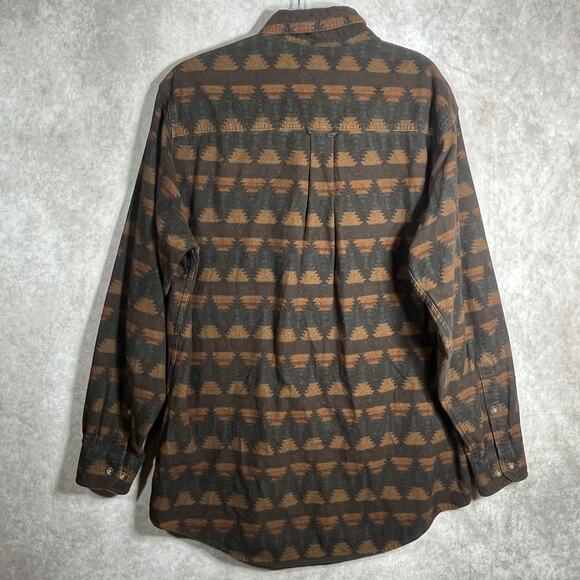 Woolrich Shirt Mens Large Brown Aztec Southwestern Flannel‎ Button Long Sleeves - Picture 4 of 9